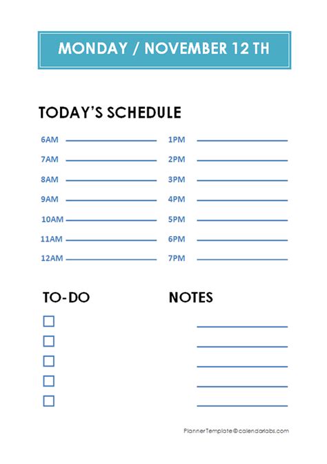 hourly day planner template doctemplates