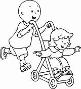 Caillou Stroller Pushing Mcoloring Wecoloringpage sketch template