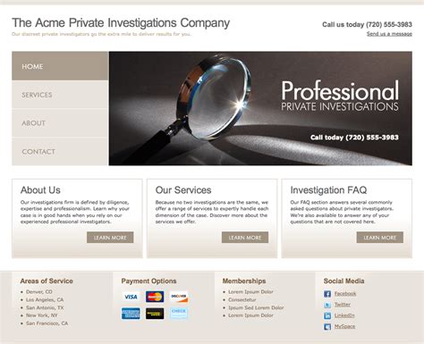 private investigator websites professional  affordable designs