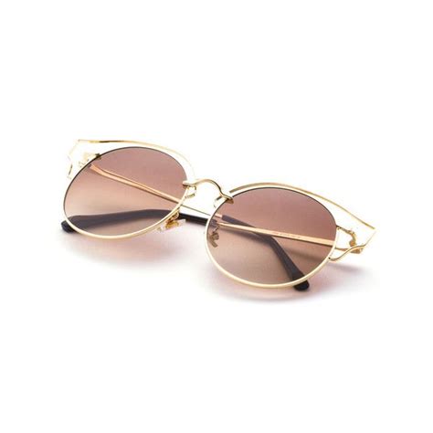 shein sheinside gold frame brown lens cat eye sunglasses 159 590 idr