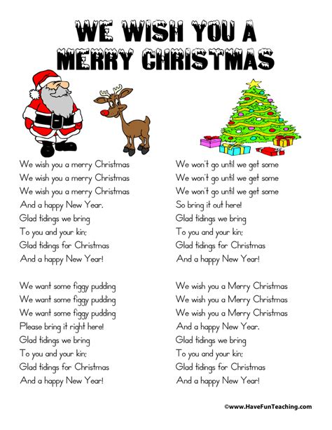 printable christmas song lyrics  fun teaching