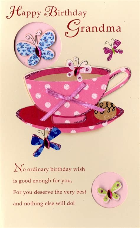 Happy Birthday Grandma Embellished Greeting Card Cards