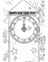 Coloring Year Pages Printable Years Happy Print Midnight Strikes Clock When sketch template