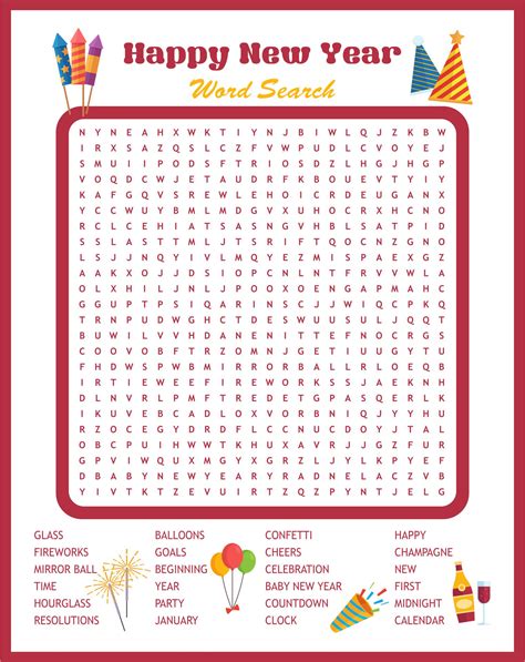 years word search printable happiness  homemade  years eve