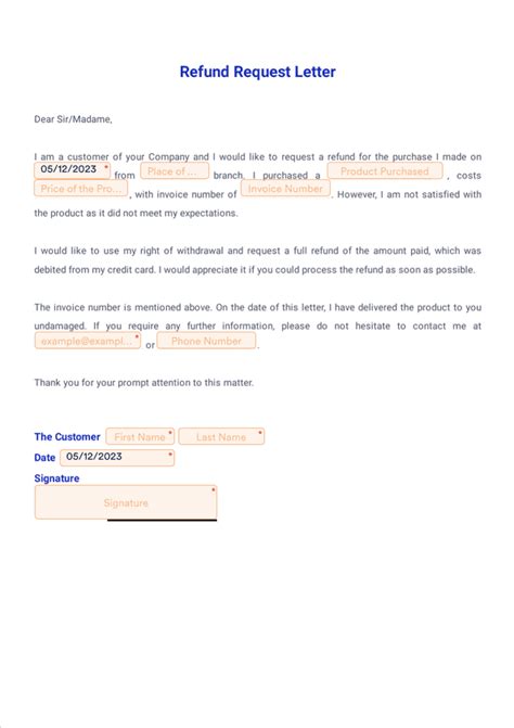 refund request letter sign templates jotform