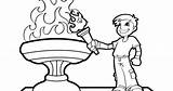 Olympic Coloring Torch Pages Kids sketch template