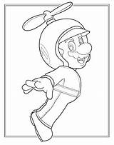 Mario Coloring Wii Suit Pages Propeller Luigi sketch template