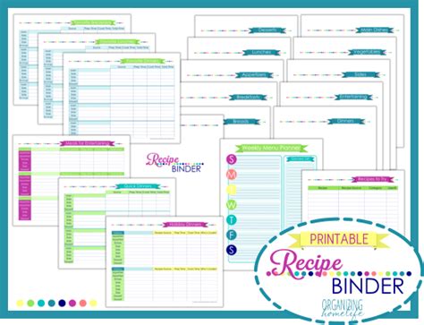recipe binder printable kit organizing homelife