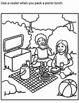 Picnic Coloring Pages Food Kids Safety Clipart Family Eating Picnics Color Print Healthy Foods Printable Gif Blanket Sheets Activities Drawings sketch template