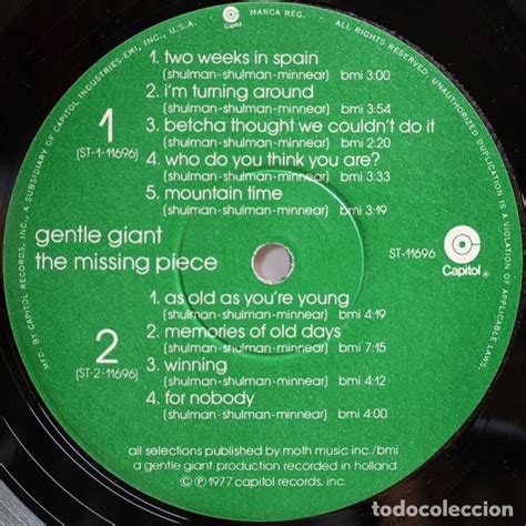 gentle giant the missing piece 1977 psych comprar