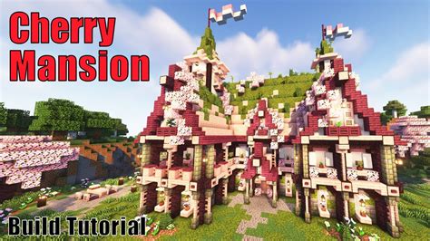 minecraft cherry wood mansion   build   cherry blossom
