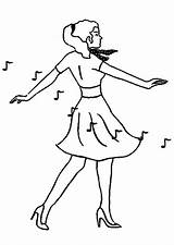 Dancing Girl Coloring sketch template