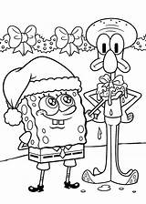 Coloring Spongebob Christmas Print sketch template