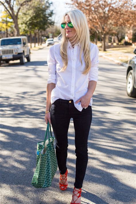 18 chic ways to wear your white button down shirt this fall glamour