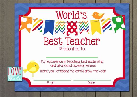 teacher appreciation certificates  teacher appreciation