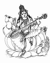 Saraswati Coloriage Inde Coloriages Shiva Durga Colorare Maa Hindu Hindou Adultes Adulti Guitar God Brahma Indiennes Justcolor Adulte Tanjore Brilliant sketch template