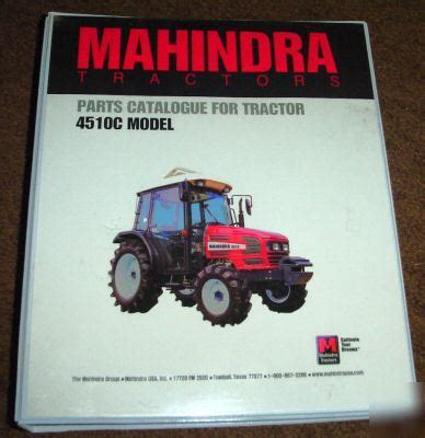mahindra  tractor parts catalog book manual binder