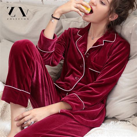 autumn winter warm pajamas set women sexy gold velvet pajamas sleepwear