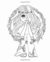 Hippie Coloring Pages Girl Books Lacy Sunshine Book Peace Girls Adults Big Eyes Adult Mandalas Stamps Digital Heather Copics Amazon sketch template