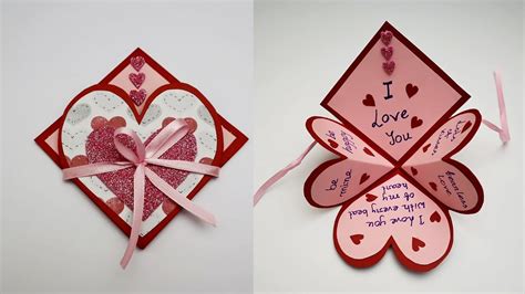 diy handmade heart pop  card  valentines day anniversary love