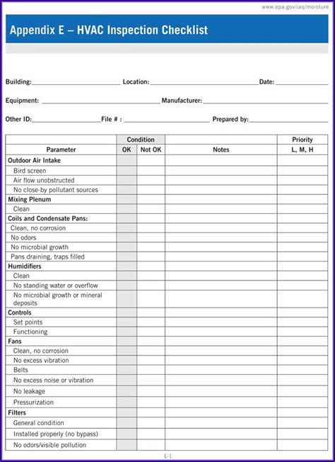 hvac maintenance checklist template templates  resume examples