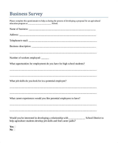 sample survey template