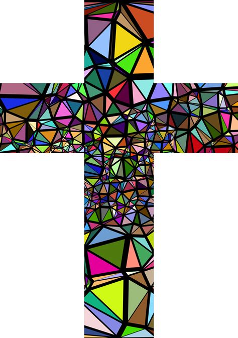 clipart  poly stained glass cross  background