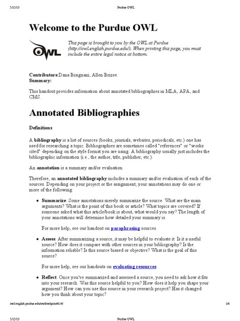 purdue owl annotated bibliography science