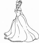 Princess Drawing Disney Dress Drawings Coloring Kids Colors Dresses Tiana Colour Draw Para Gown Wearing Beautiful sketch template