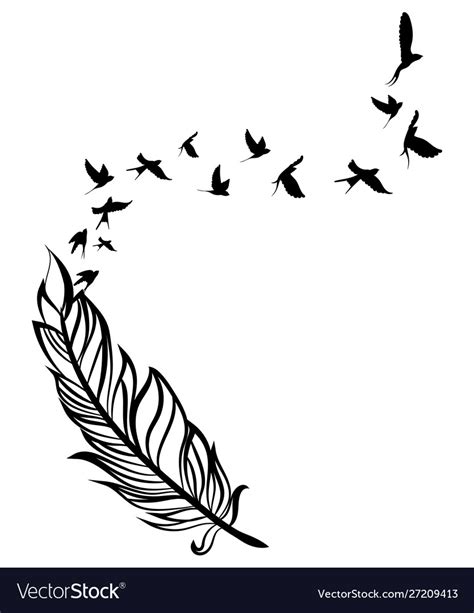 feather  birds black white royalty  vector image