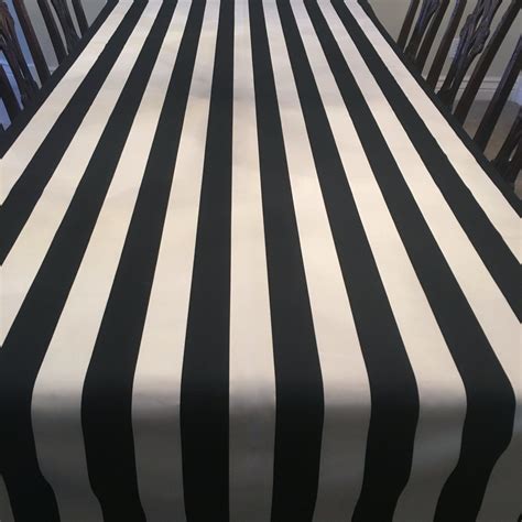 black  white striped tablecloth