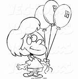 Balloons Holding Birthday Girl Cartoon Drawing Coloring Vector Three Outlined Balloon Bunch Getdrawings Leishman Ron Royalty sketch template