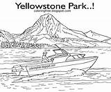 Coloring Yellowstone Park National Lake Printable American Kids Color Lagoon Boat Wildlife Realistic Vacation Pages Drawings Teenagers Angling Printables Ship sketch template