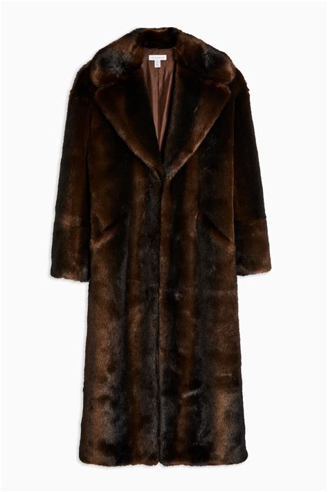 topshop brown luxe faux fur coat