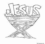 Manger Jesus Coloring Print Pages Christmas sketch template