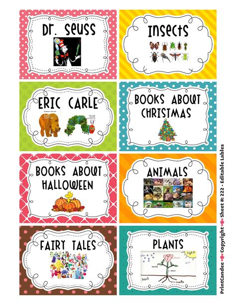 kindergarten kapers book labels