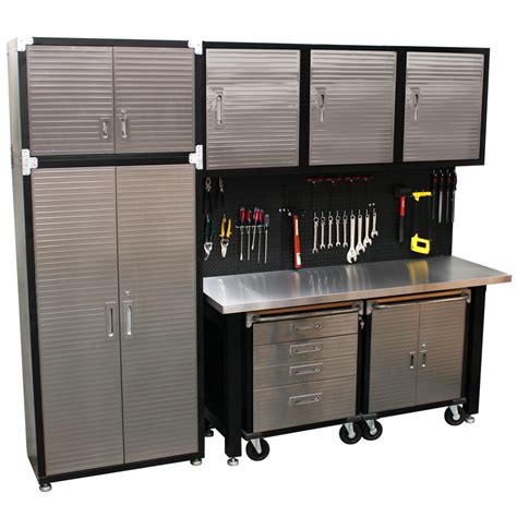 piece standard garage storage system stainless steel workbench high rated quality solutions