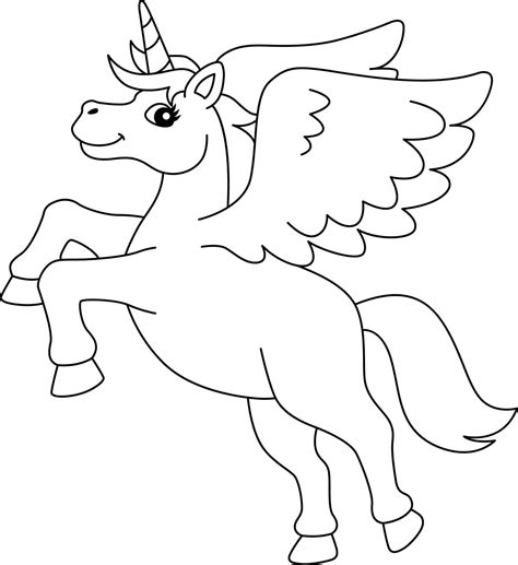 flying unicorn coloring page isolated  kids  vector art