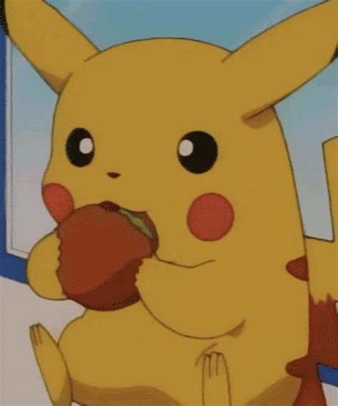 pikachu eating  apple  front   window