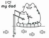 Pusheen Coloring Pages Dad Cat Printable Fishing Kids Baby Print Color Birthday Kawaii Unicorn Ice Cream Friends sketch template