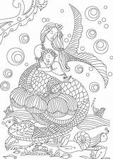 Coloring Mermaid Pages Adult Adults Book Mermaids Dolphin Printable Beautiful Colouring Christmas Fish Sirenas Books Mandala Wellness Fairy Kids Print sketch template