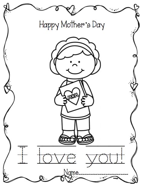 mothers day writing coloring pages preschool printables