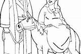 Mary Donkey Coloring Pages Joseph Bethlehem Journey sketch template