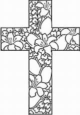 Coloring Easter Cross Pages Religious Printable Flowers Adult Color Jesus Kids Adults Catholic Bible Red Christian Colouring Crosses Sheets Mandala sketch template