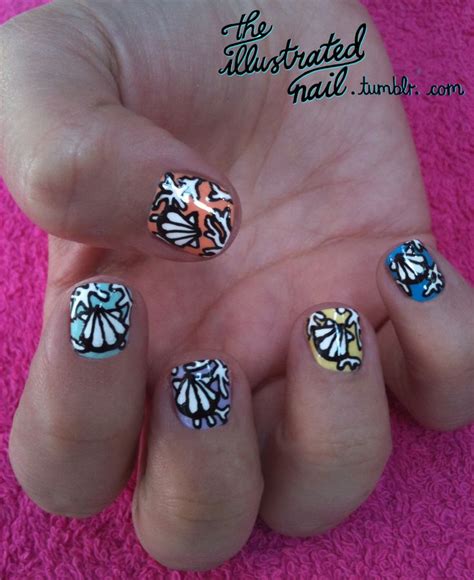 illustrated nail  sell sea shells seashell nails nails nail art