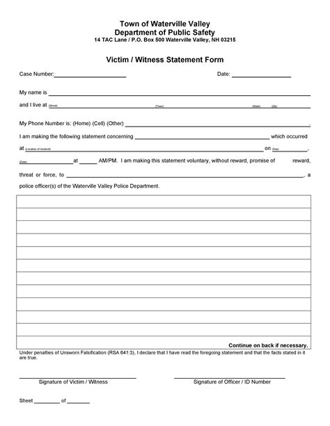 printable witness statement form  printable templates