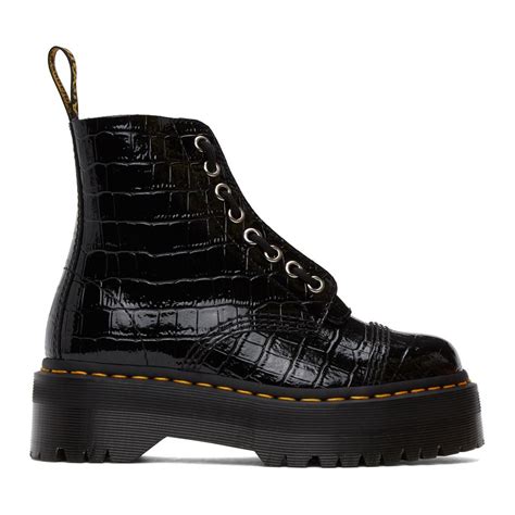 dr martens leather black croc sinclair zip boots lyst