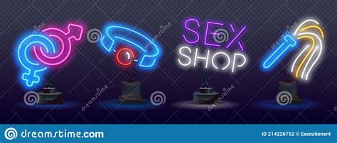 sex toys neon icons vector illustration of adult shop promotion adult