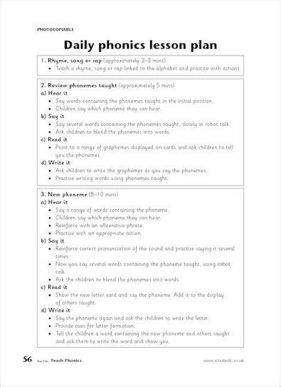 phonics lesson plan template