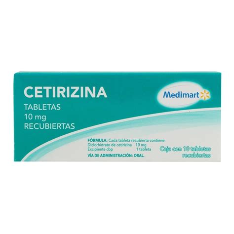 cetirizina medimart 10 mg 10 tabletas recubiertas walmart